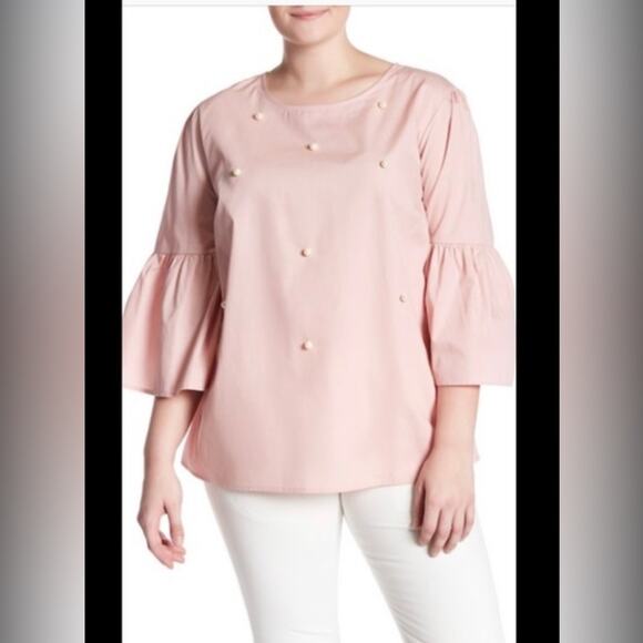 New ~ COMO VINTAGE ~ Faux Pearl Ruffle Sleeve 100% Cotton ~Sz Small~ Cottagecore - Picture 1 of 6